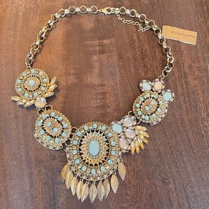 Gold and turquoise statement necklace